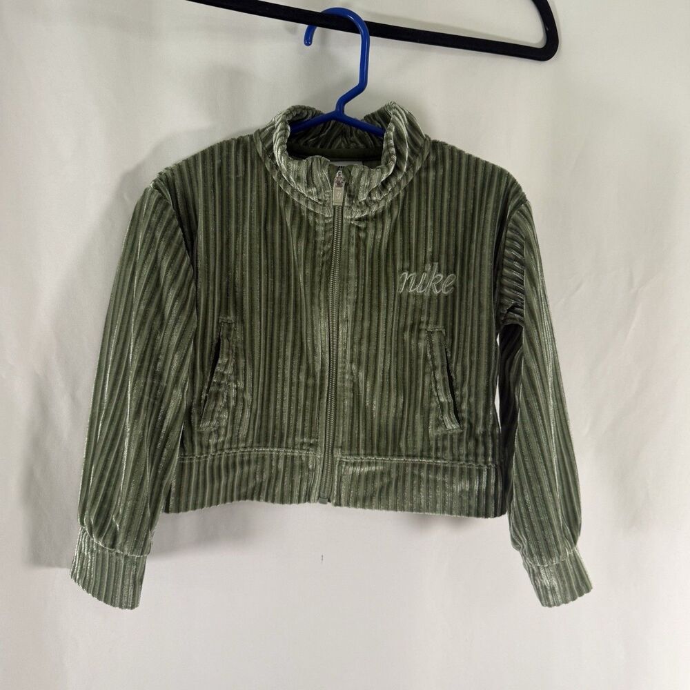 Nike Jacket Toddler 2T Green Velvet Full Zip Pockets Shinny Lightweight